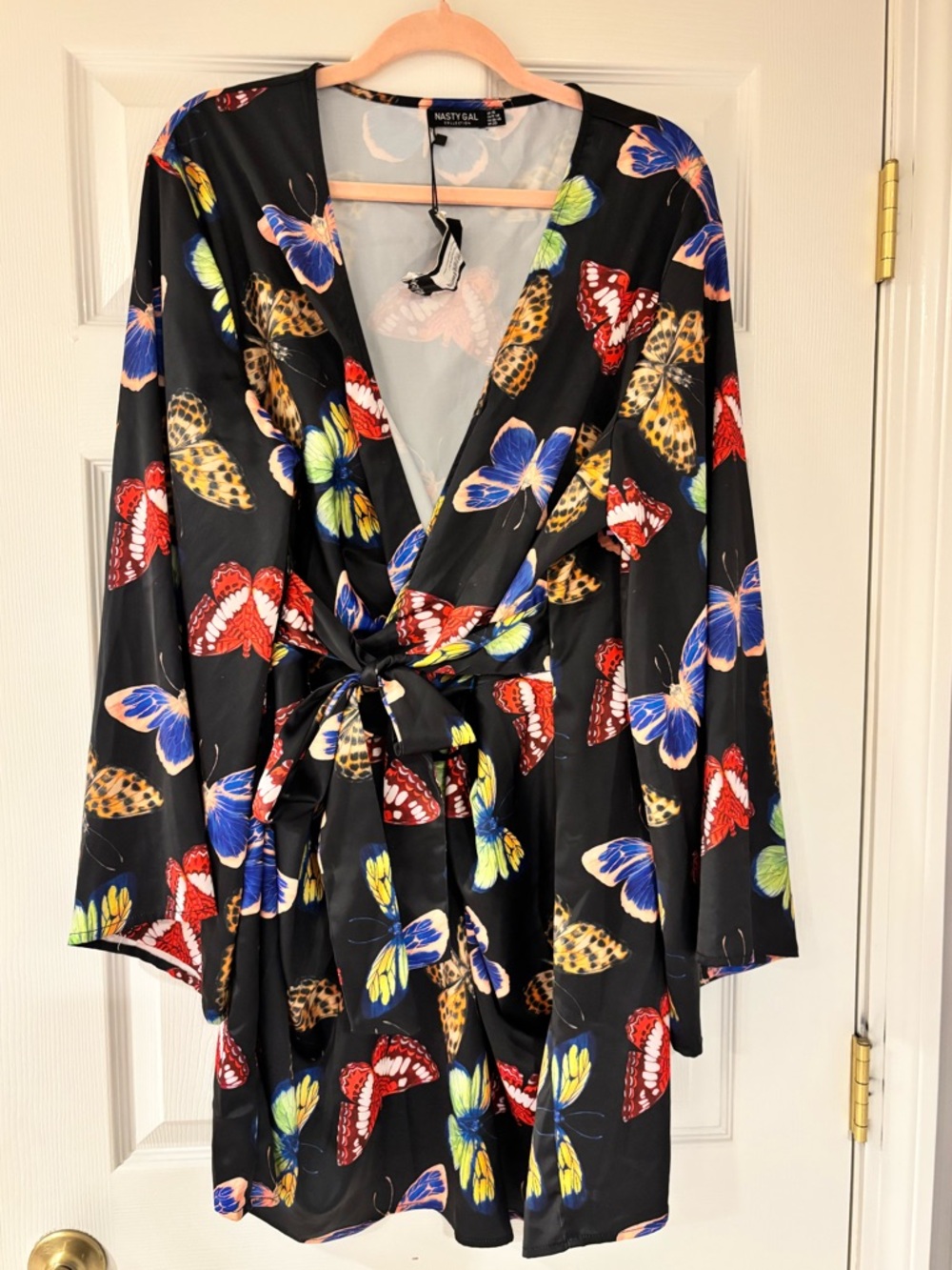 Nasty Gal Black Multicolor Abstract Floral Blouse